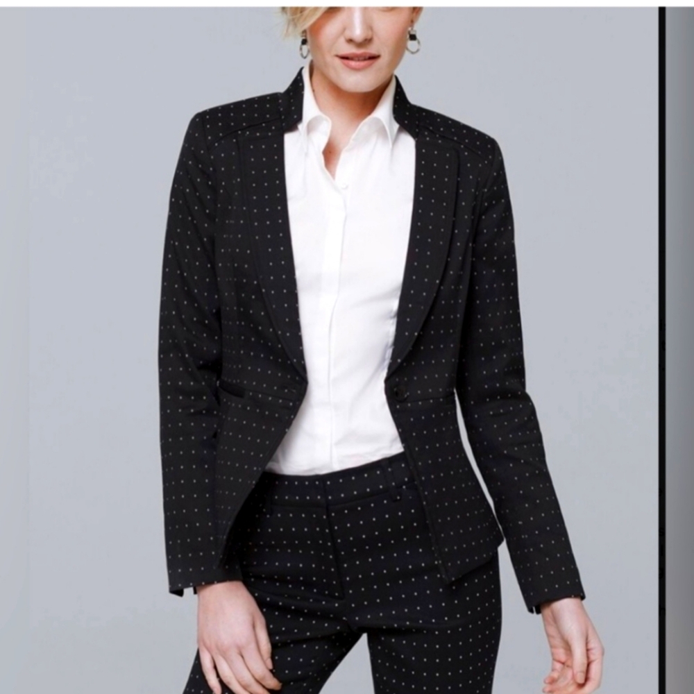 EUC White House Black Market Black Polka Dot Women's Blazer